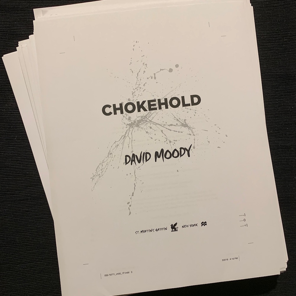 The edited manuscript of Chokehold, the final HATER novel by David Moody