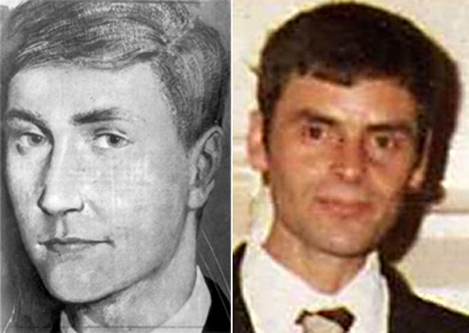 An artist’s impression of Bible John and Peter Tobin in the late 1960s.
