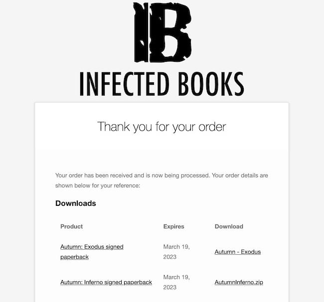 Infected Books receipt